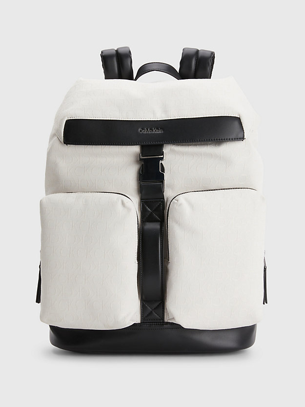 stony beige mono jacquard recycled logo jacquard backpack for men calvin klein