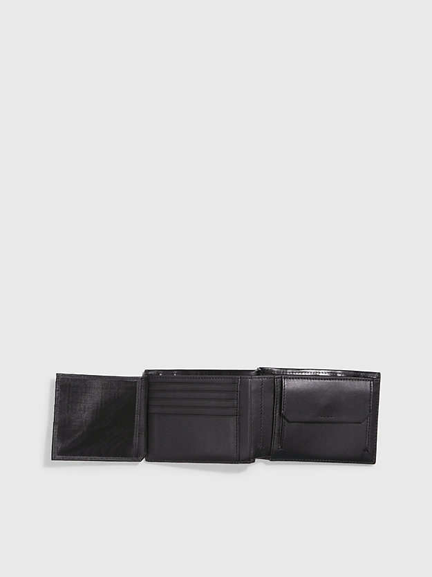 CK BLACK Leather RFID Trifold Wallet for men CALVIN KLEIN