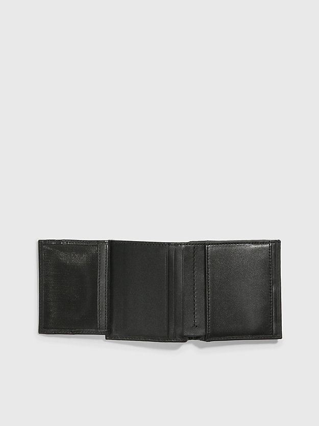 BLACK/TONAL MONO Recycled Leather RFID Trifold Wallet for men CALVIN KLEIN
