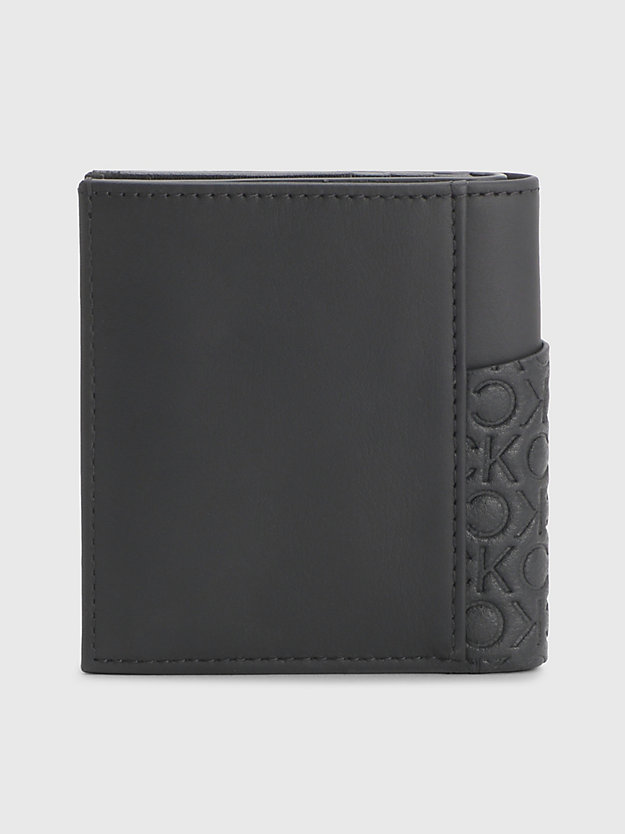 BLACK TONAL MONO Recycled Leather RFID Trifold Wallet for men CALVIN KLEIN