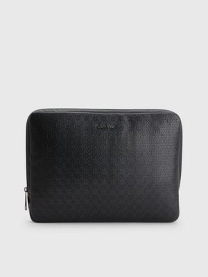 black laptoptasche aus recyceltem material mit logo für herren - calvin klein