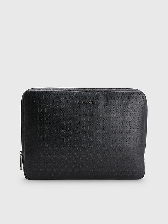 Black Tonal Mono Recycled Logo Laptop Case undefined men Calvin Klein