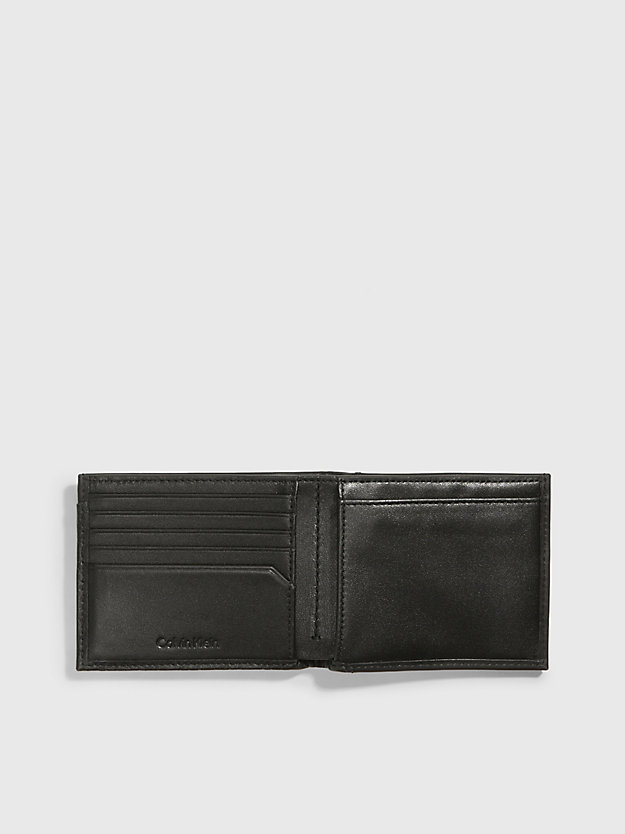 black/tonal mono leather rfid billfold wallet for men calvin klein