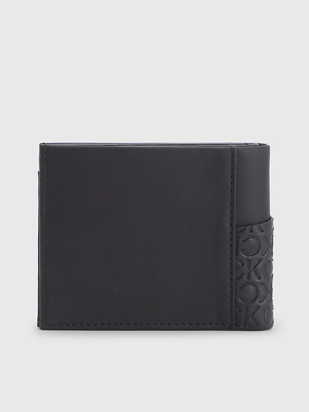black/tonal mono leather rfid billfold wallet for men calvin klein