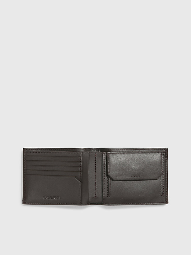 DARK BROWN Leather RFID Billfold Wallet for men CALVIN KLEIN