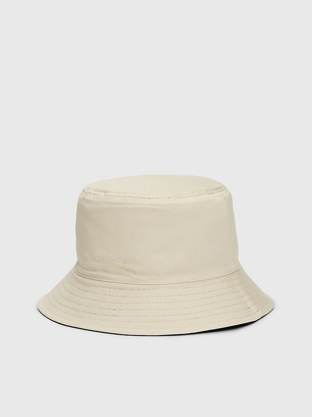 ck black/stony beige reversible organic cotton bucket hat for men calvin klein