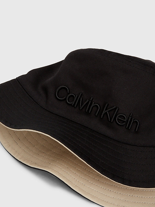 black reversible organic cotton bucket hat for men calvin klein