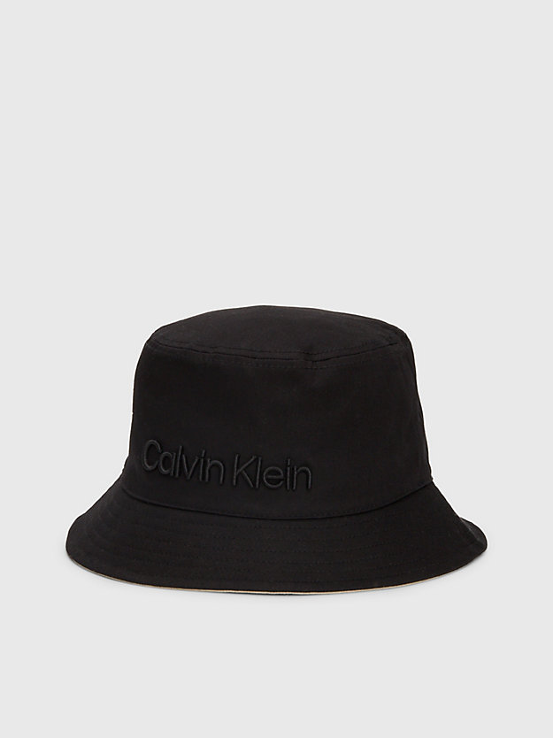CK BLACK/STONY BEIGE Reversible Organic Cotton Bucket Hat for men CALVIN KLEIN