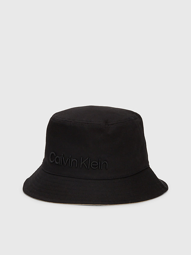black dwustronny twillowy kapelusz typu bucket hat dla mężczyźni - calvin klein