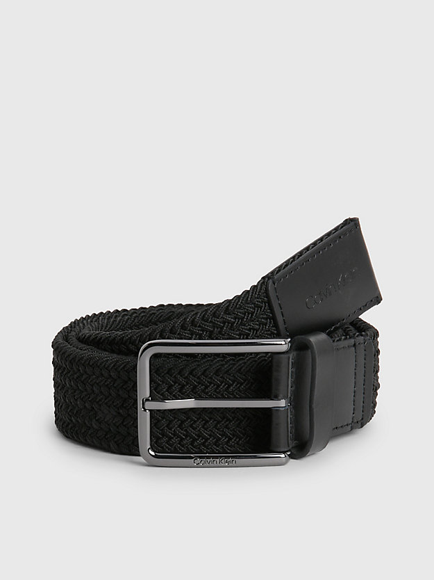 ck black braided belt for men calvin klein