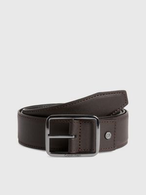 DARK BROWN Leather Belt undefined men Calvin Klein