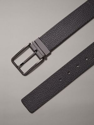 ck black pebble/dk brown pebble reversible leather belt for men calvin klein
