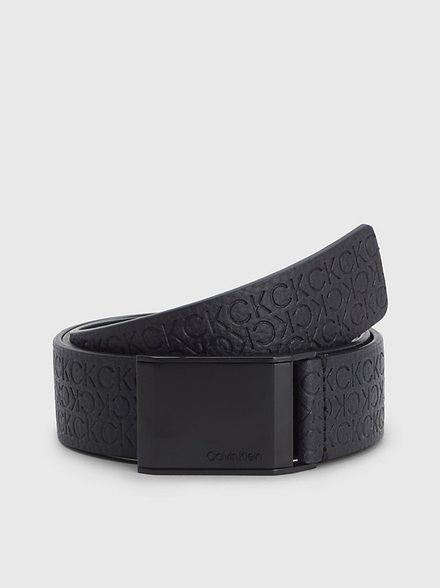 CK Black Mono Leather Logo Belt undefined men Calvin Klein