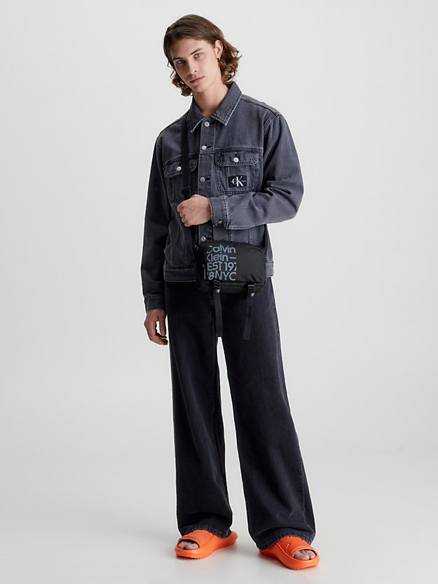 black / overcast grey print recycled crossbody bag for men calvin klein jeans