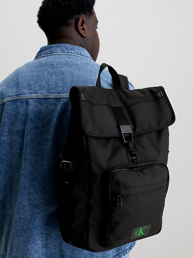 BLACK Recycled Rolltop Backpack for men CALVIN KLEIN JEANS