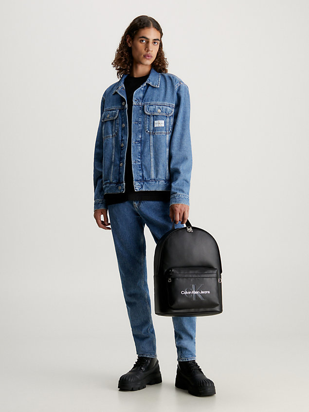 black runder logo-rucksack für herren - calvin klein jeans