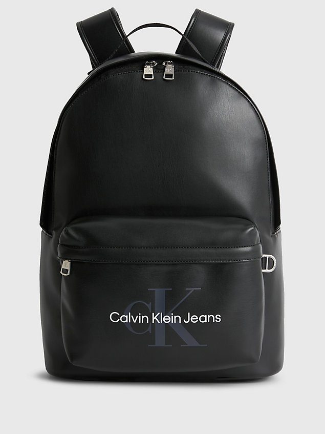 black runder logo-rucksack für herren - calvin klein jeans