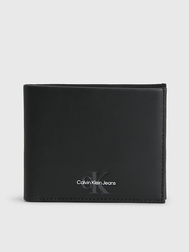 Black Leather Slimfold Wallet undefined men Calvin Klein