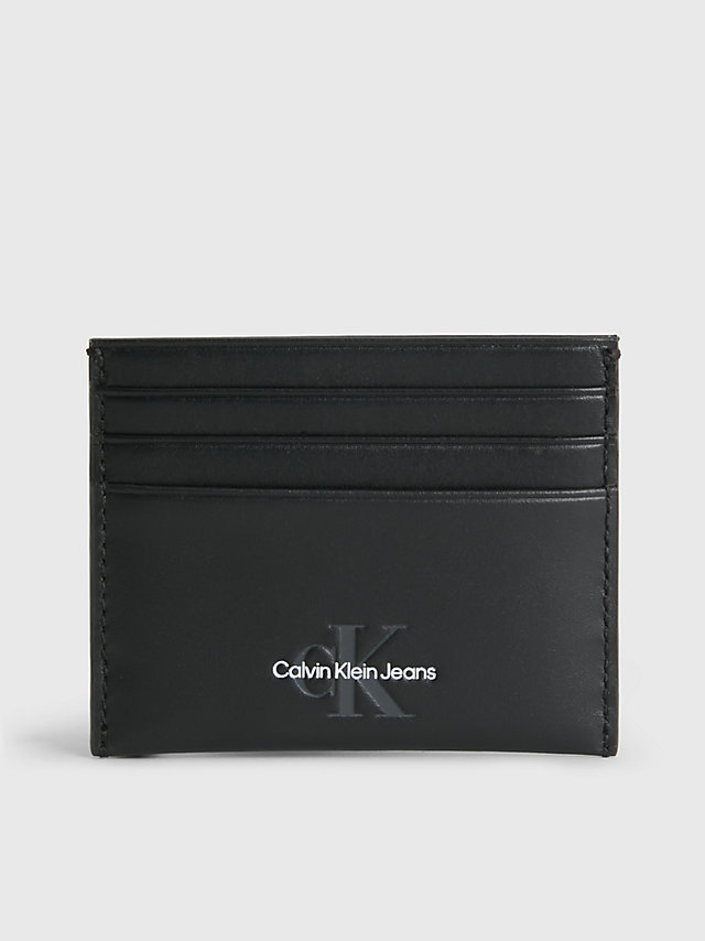 Black Leather Cardholder undefined men Calvin Klein