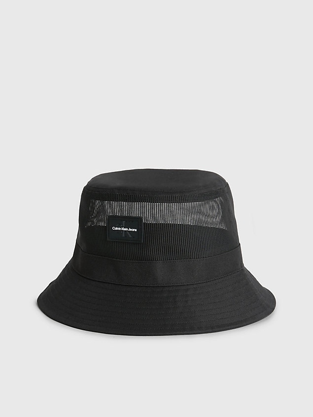 black kapelusz typu bucket hat ze sznureczkiem z materiałów z recyklingu dla mężczyźni - calvin klein jeans