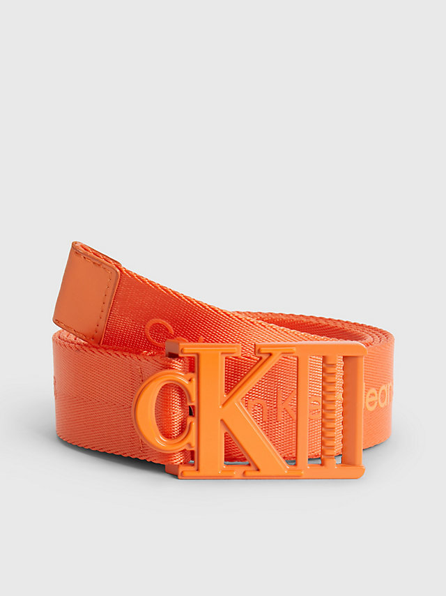 Vibrant Orange Recycled Webbing Belt undefined men Calvin Klein