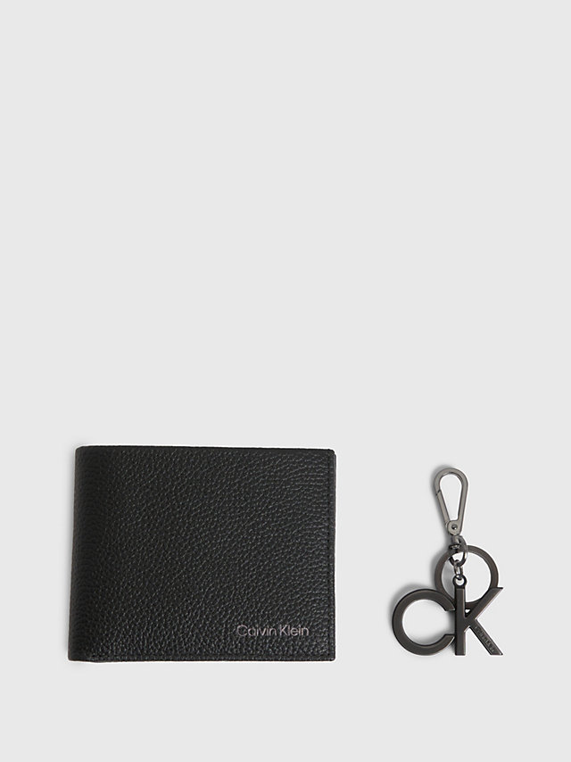 CK Black Leather Wallet And Keyring Gift Set undefined men Calvin Klein