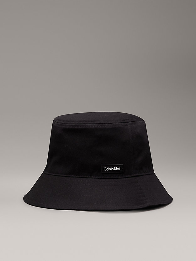 ck black cotton twill bucket hat for men calvin klein