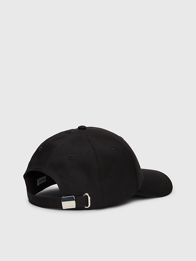 black czapka z daszkiem z bawełnianego diagonalu dla mężczyźni - calvin klein