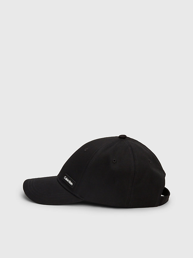 black czapka z daszkiem z bawełnianego diagonalu dla mężczyźni - calvin klein