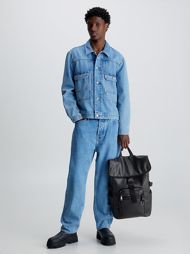 mochila con la parte superior enrollable black de hombre calvin klein jeans