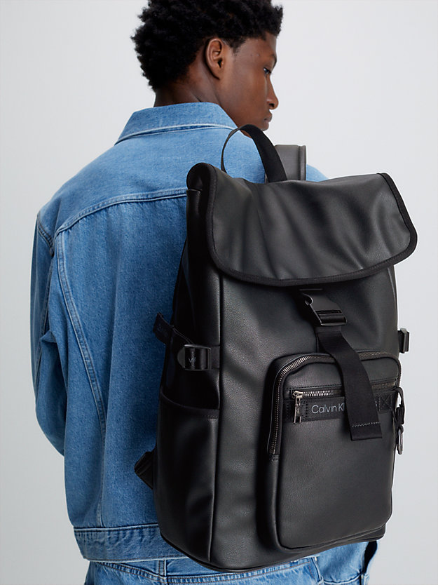 BLACK Rolltop Backpack for men CALVIN KLEIN JEANS
