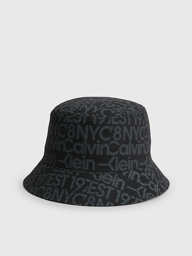 BLACK / OVERCAST GREY Organic Cotton Bucket Hat for men CALVIN KLEIN JEANS