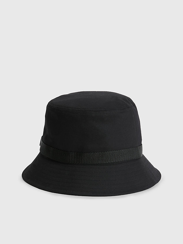 black compacte bucket hat van biologisch katoen voor heren - calvin klein jeans