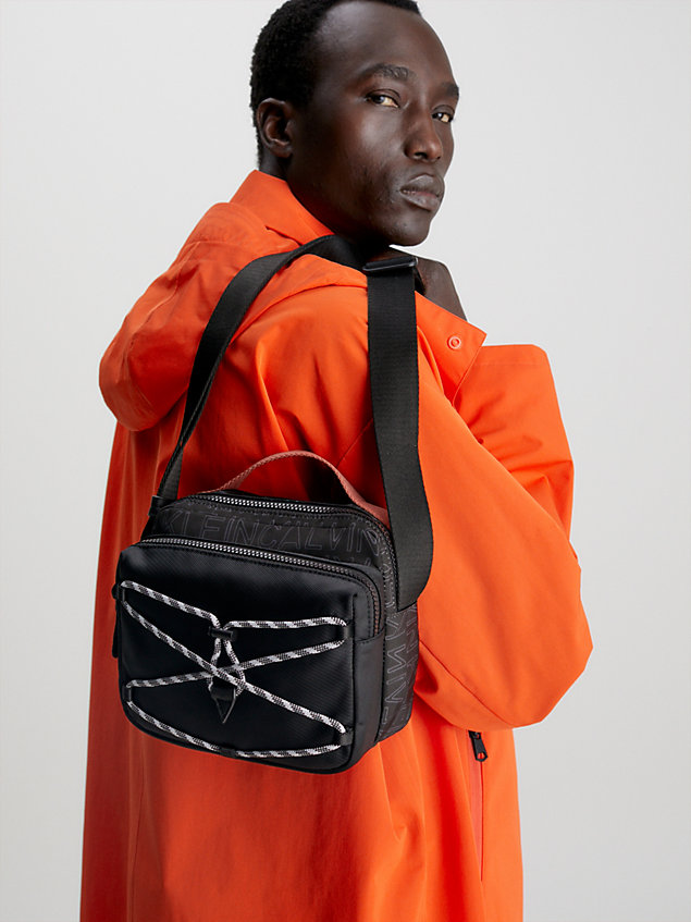 black recycled crossbody bag for men calvin klein