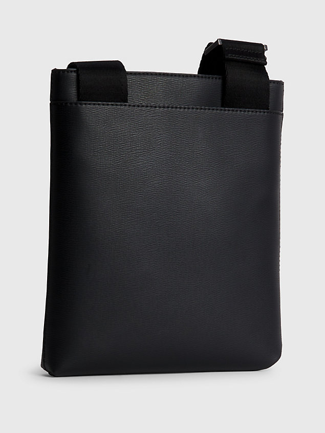 black recycled flat crossbody bag for men calvin klein