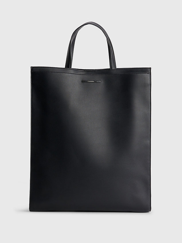 black torba typu tote z materiałów z recyklingu dla mężczyźni - calvin klein