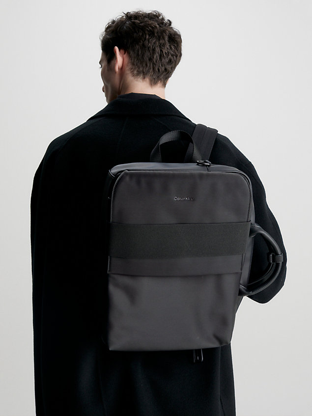 black recycled convertible laptop bag for men calvin klein