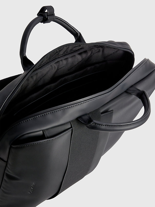 black recycled convertible laptop bag for men calvin klein