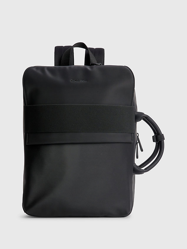 black wandelbare laptoptasche aus recyceltem material für herren - calvin klein