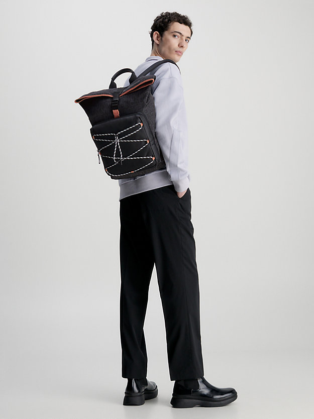 SEASONAL MONO BLACK Recycled Roll Top Backpack for men CALVIN KLEIN