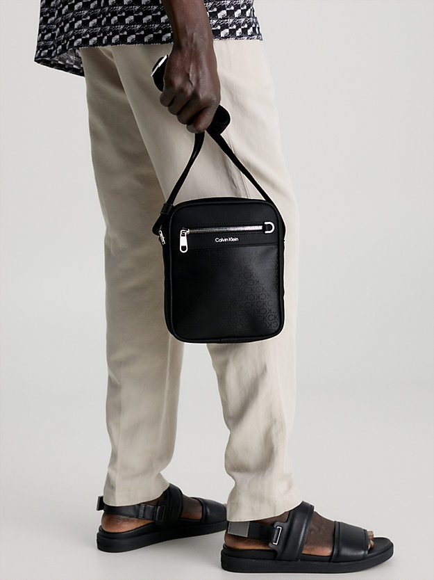 industrial mono black small recycled crossbody reporter bag for men calvin klein