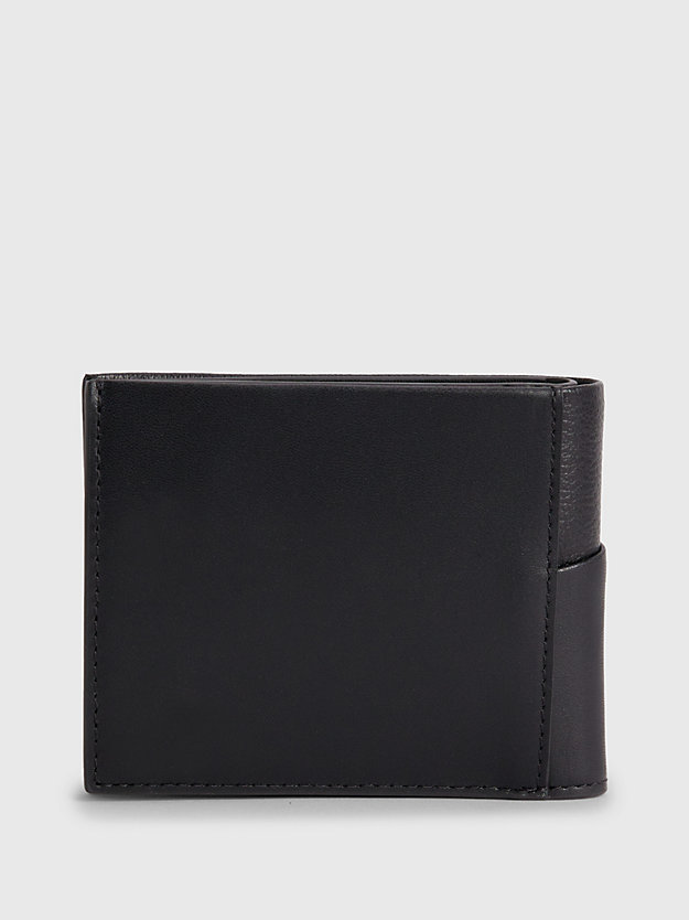 ck black leather rfid billfold wallet for men calvin klein