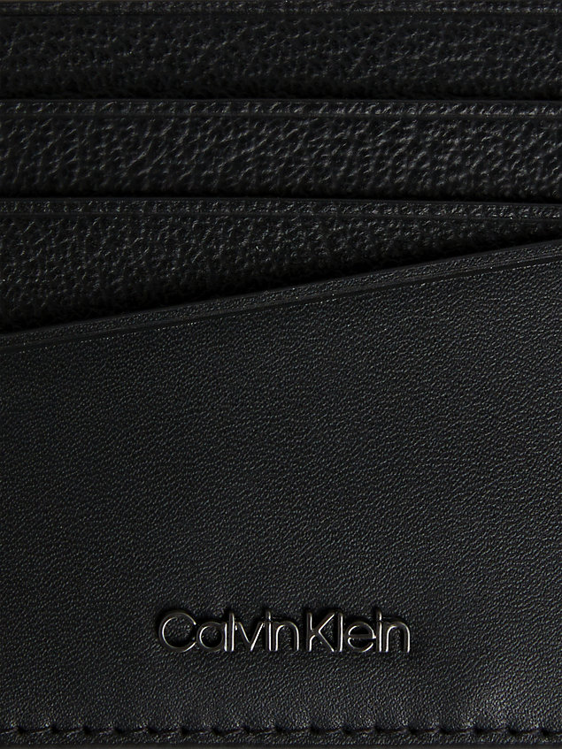 black leather cardholder for men calvin klein