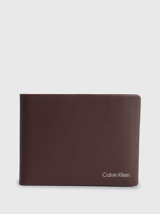 DARK BROWN SLG Leather RFID Billfold Wallet for men CALVIN KLEIN