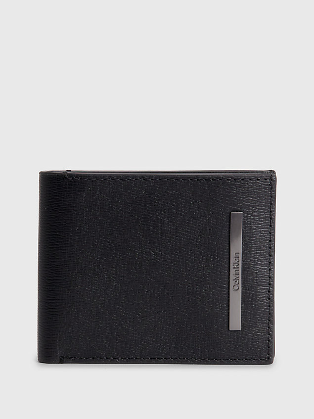 black leather rfid billfold wallet for men calvin klein