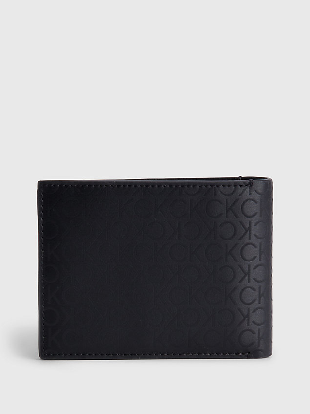 black recycled rfid trifold wallet for men calvin klein