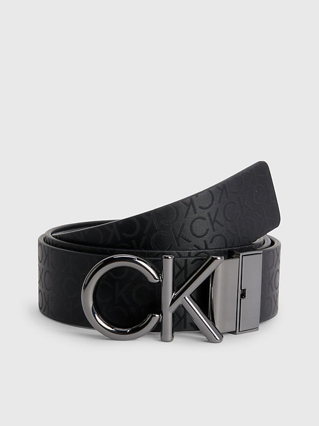 ck black/ind mono black reversible recycled logo belt for men calvin klein