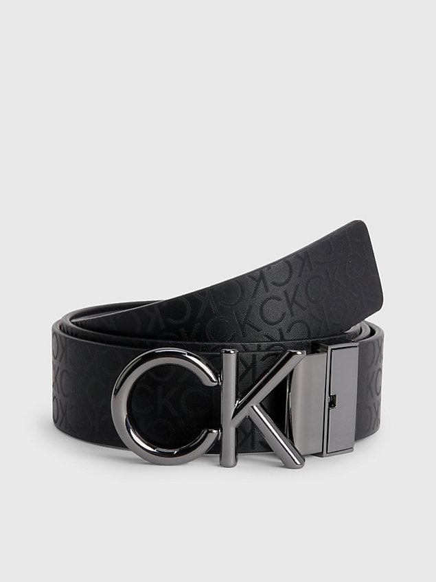 black reversible recycled logo belt for men calvin klein