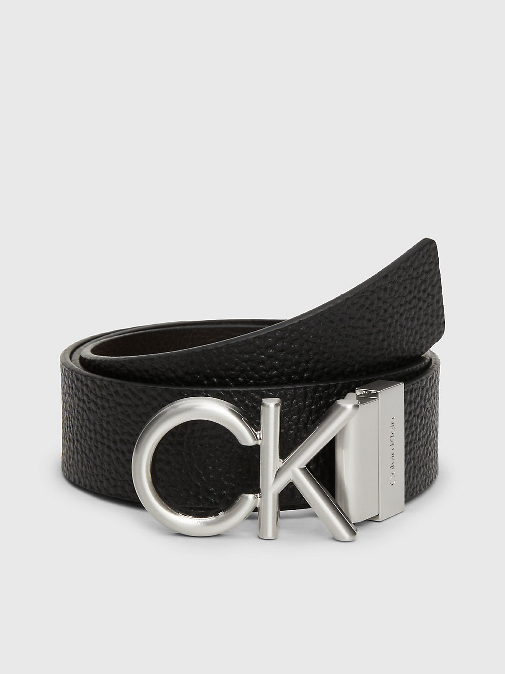 CK BLACK/DARK BROWN Reversible Leather Logo Belt undefined Men Calvin Klein
