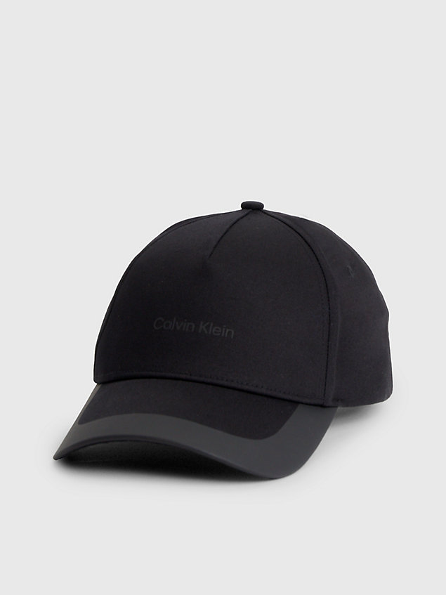black czapka z logo z bawełny organicznej dla mężczyźni - calvin klein